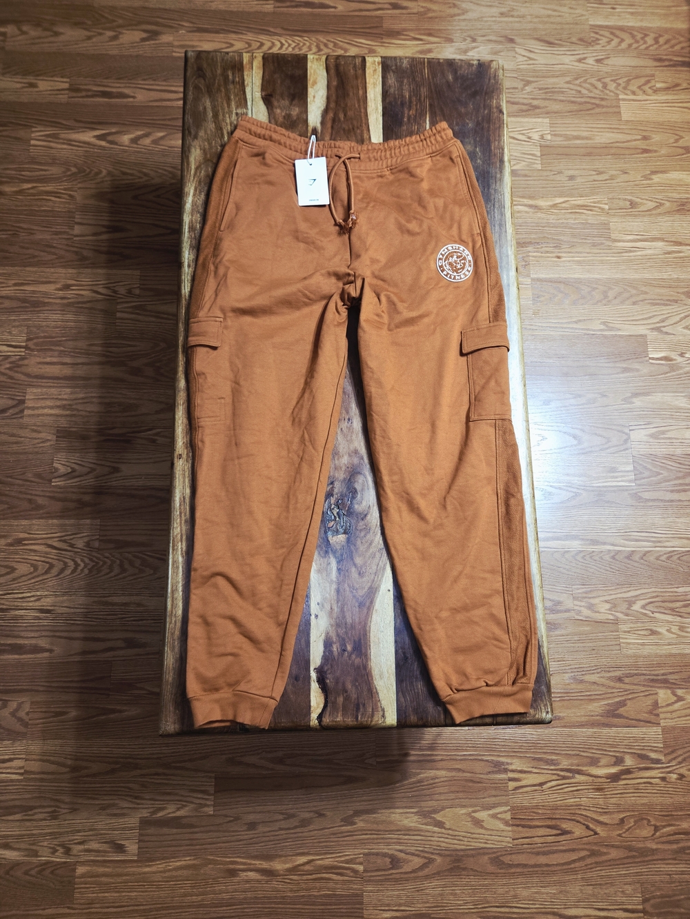 Gymshark Cotton Cargo Joggers In Rust/Copper. Size Large